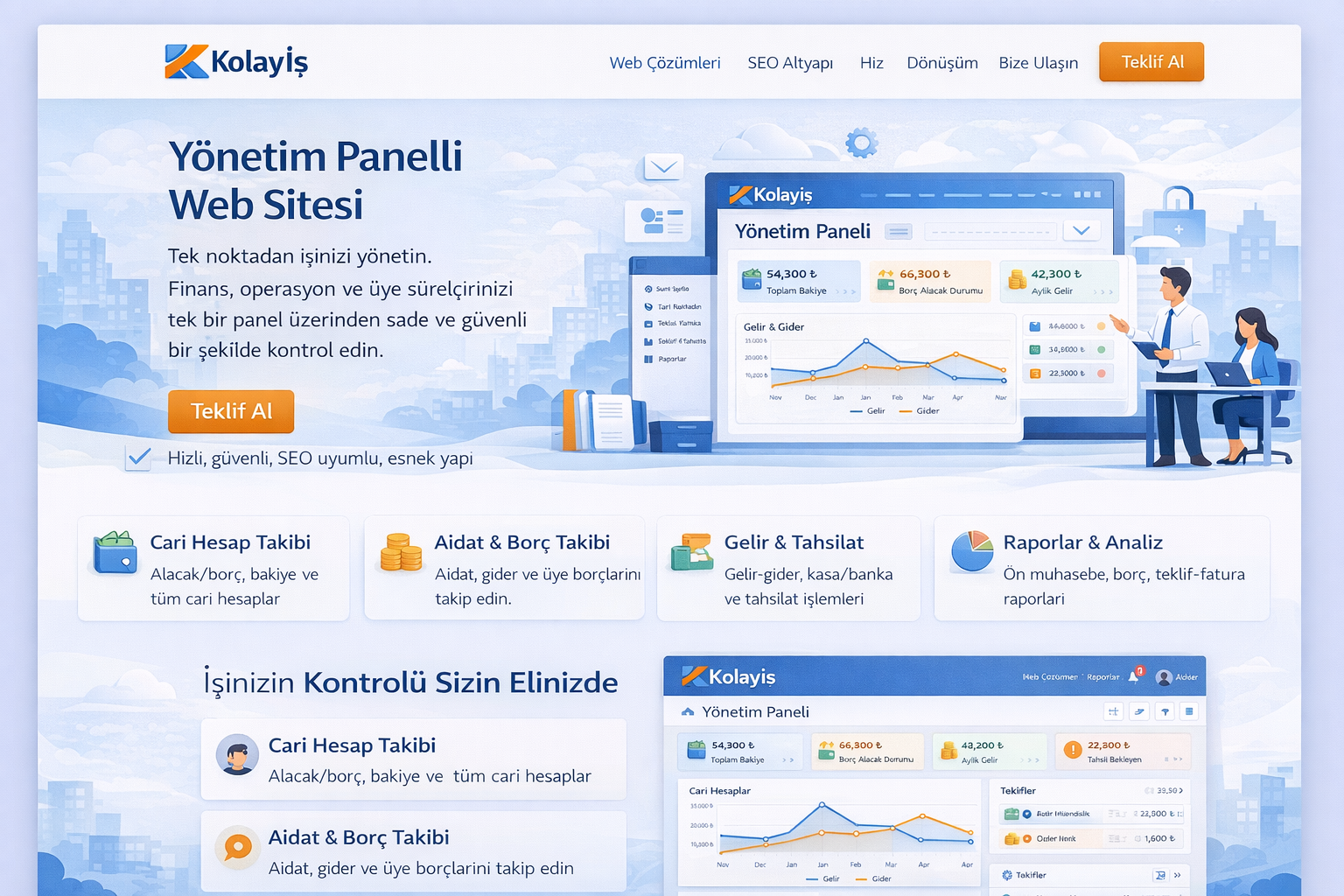Yönetim paneli örnek ekran